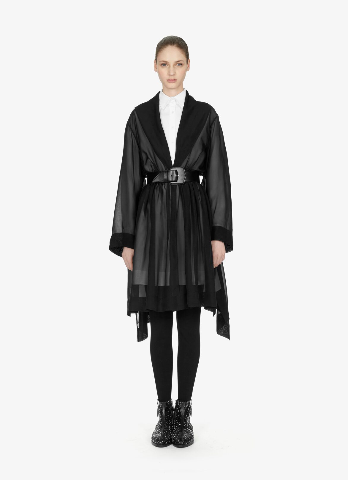 LONG SLEEVE DRESS MOUSSELINE BLACK ALAÏA BLACK  LONG SLEEVE DRESS MOUSSELINE BLACK